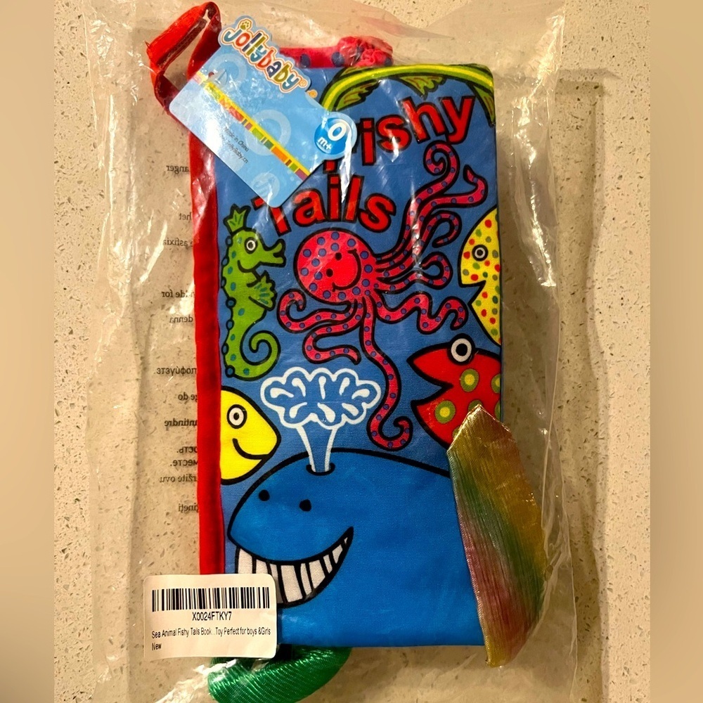 Jollybaby Baby Book NWT Infant Crinkle Bright Colors Textures Fish Fabri…​